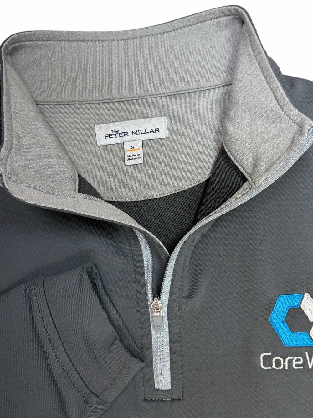 Peter Millar Perth Mens Small Grey Performance Zip Golf Pullover Crown Stretch